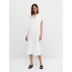 Massimo Dutti White Midi Dress with Hood